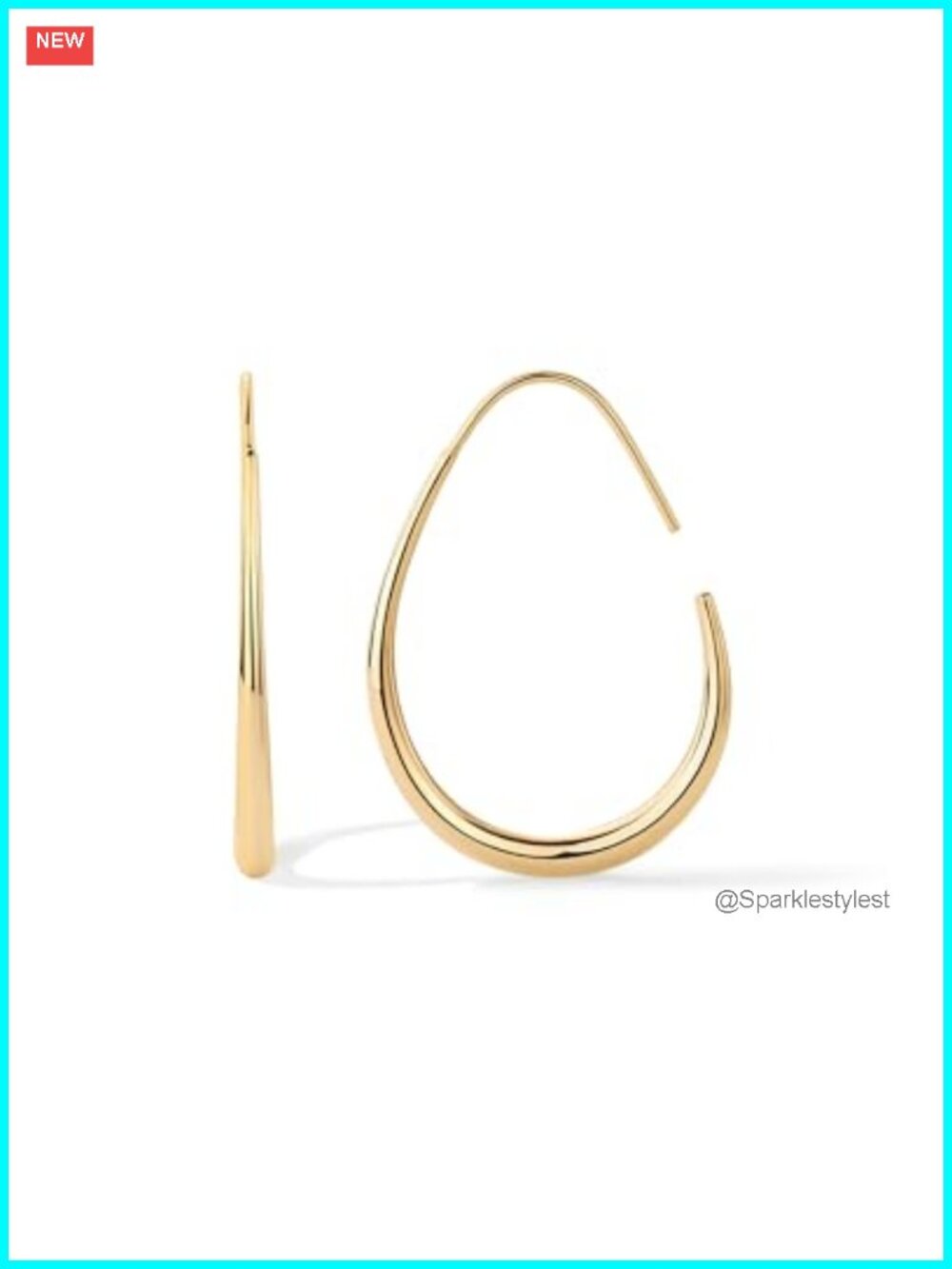 14K Gold Plated Teardrop Hoop Earrings Hypoallergenic Statement
